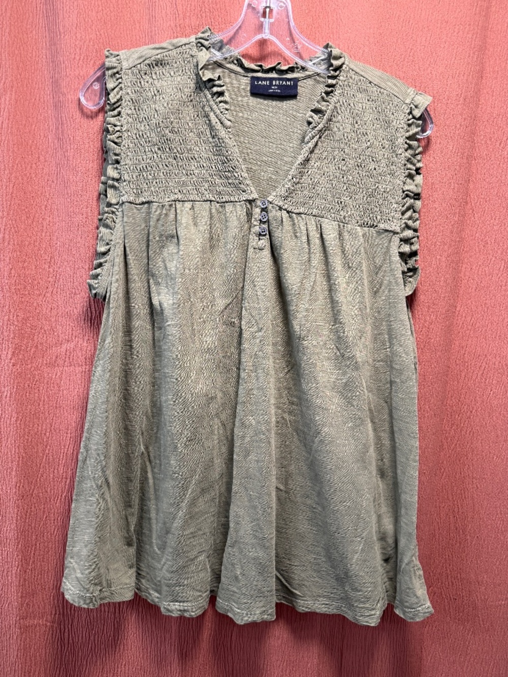 Lane Bryant olive green sleeveless swing top - size 14/16